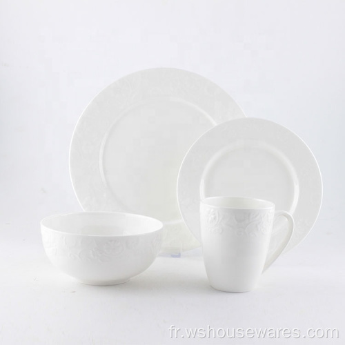 Ensembles de vaisselle en porcelaine blanche en porcelaine blanche de style occidental